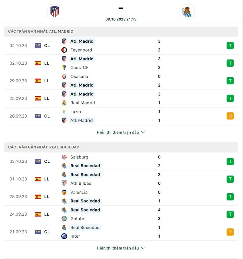 Atl Madrid vs Real Sociedad