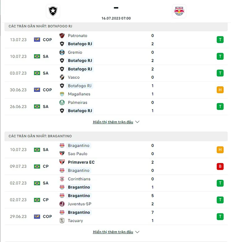 Botafogo vs Bragantino