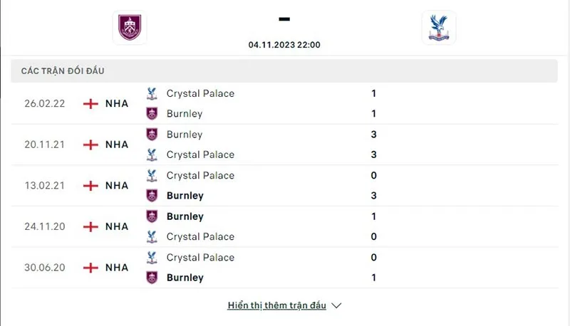 Burnley vs Crystal Palace
