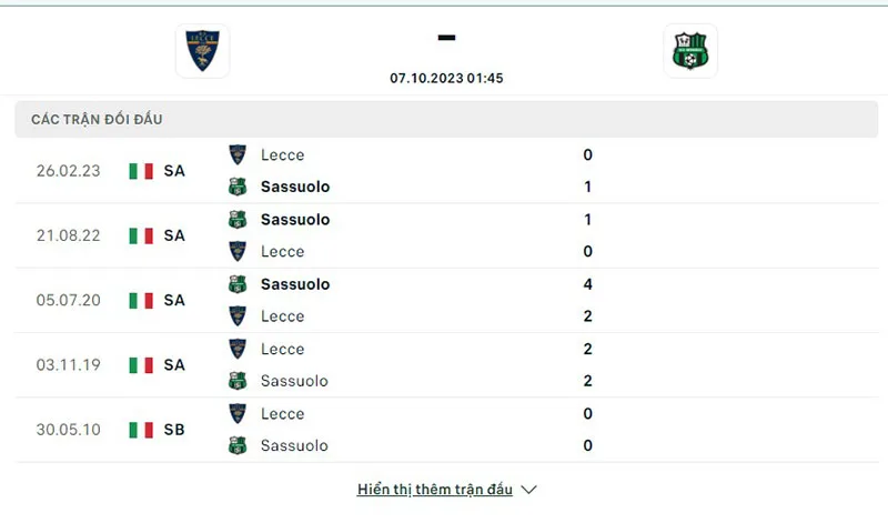 Lecce vs Sassuolo
