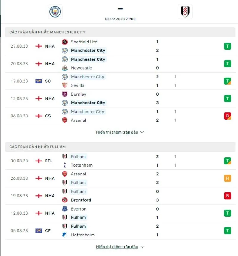 Man City vs Fulham