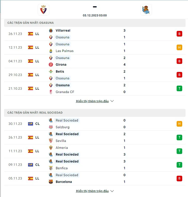 Osasuna vs Real Sociedad