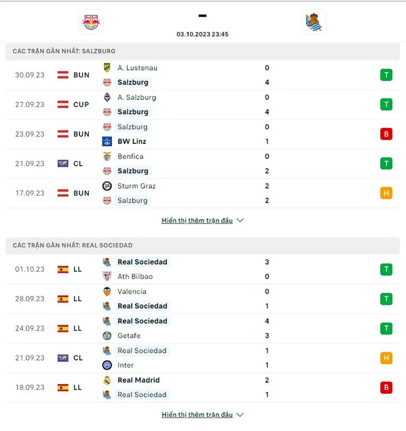 Rb Salzburg vs Real Sociedad