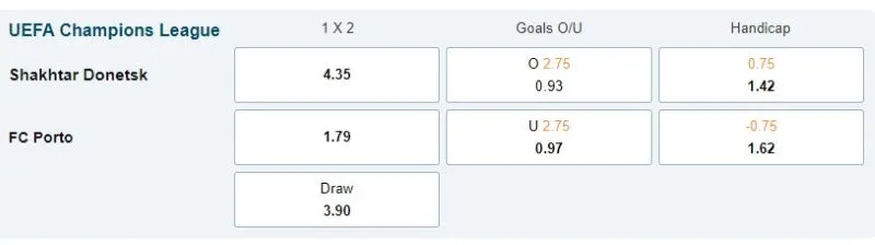 Shakhtar vs Porto