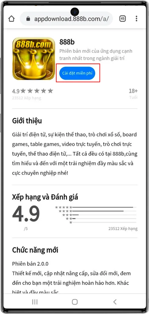 tải app game 888b trên điện thoại android b2